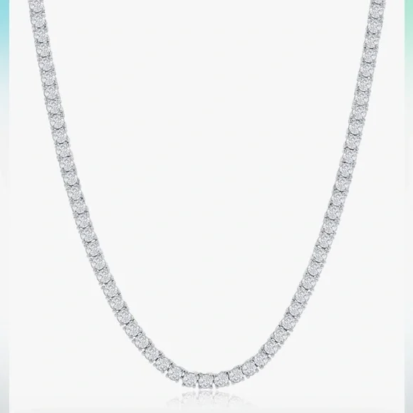 NYC Sterling Tennis Necklace for Women & Men. 3mm Round CZ Tennis Necklace - Picture 2 of 6